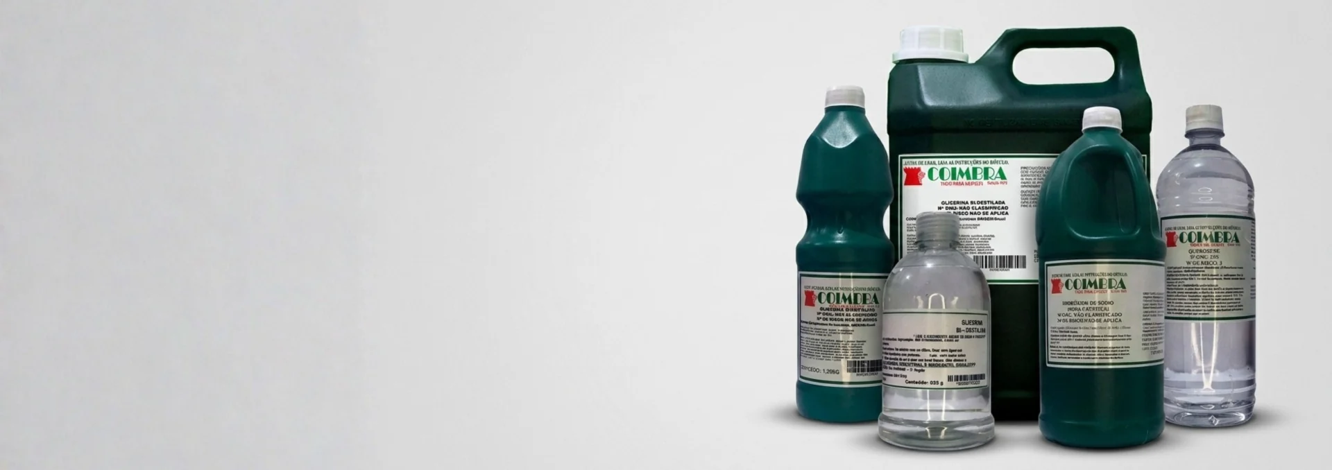 Produtos de limpeza profissional concentrados em fundo claro.