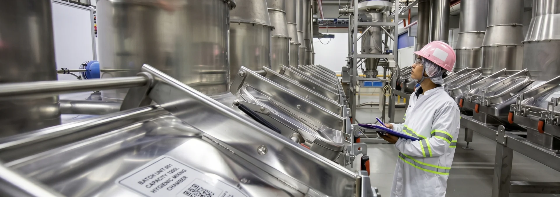 Profissional acompanhando equipamentos em fábrica.